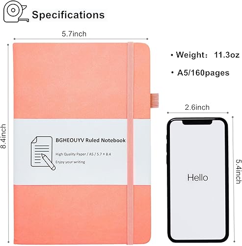 Miniatura 2 de Cuaderno con rayas universitarias A5, 160 páginas, diarios de tapa dura para escribir, cuadernos para el trabajo, oficina, escuela, mujeres y