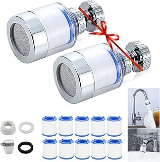 Sink Water Filter Faucet, Faucet Filter, Sink Filter 360° Rotating Bathroom Sink Filter Removes Chlorine Fluoride Heavy Metals Hard Water for Bathroom & Kitchen (2Pcs)