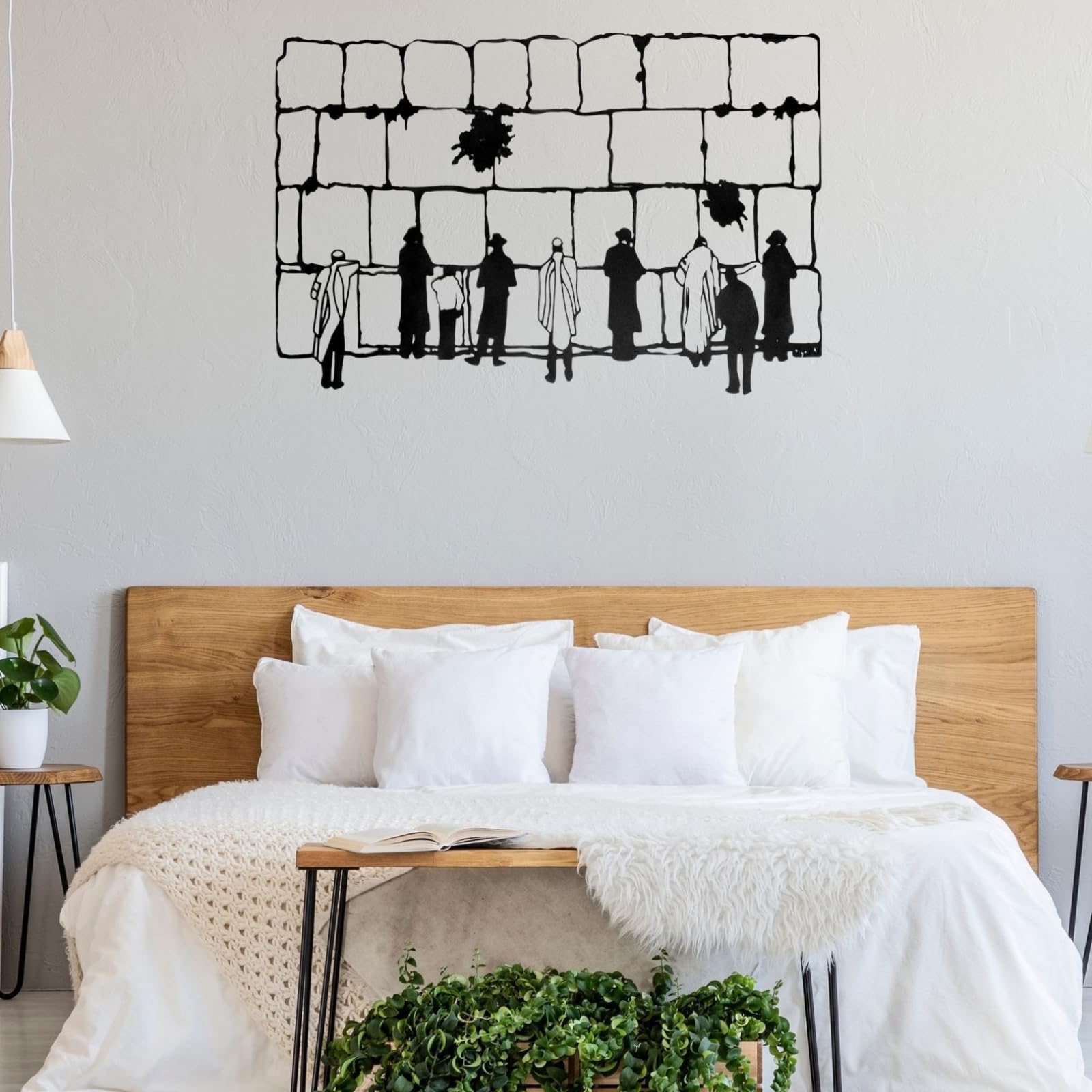 Spring NahalMetal Jewish Wall Art: Silhouette of Prayer at the Western Wall | Jerusalem Wailing Wall Hanging Decor | Israel Hebrew Judaica Gift Small size 8'' x 12''