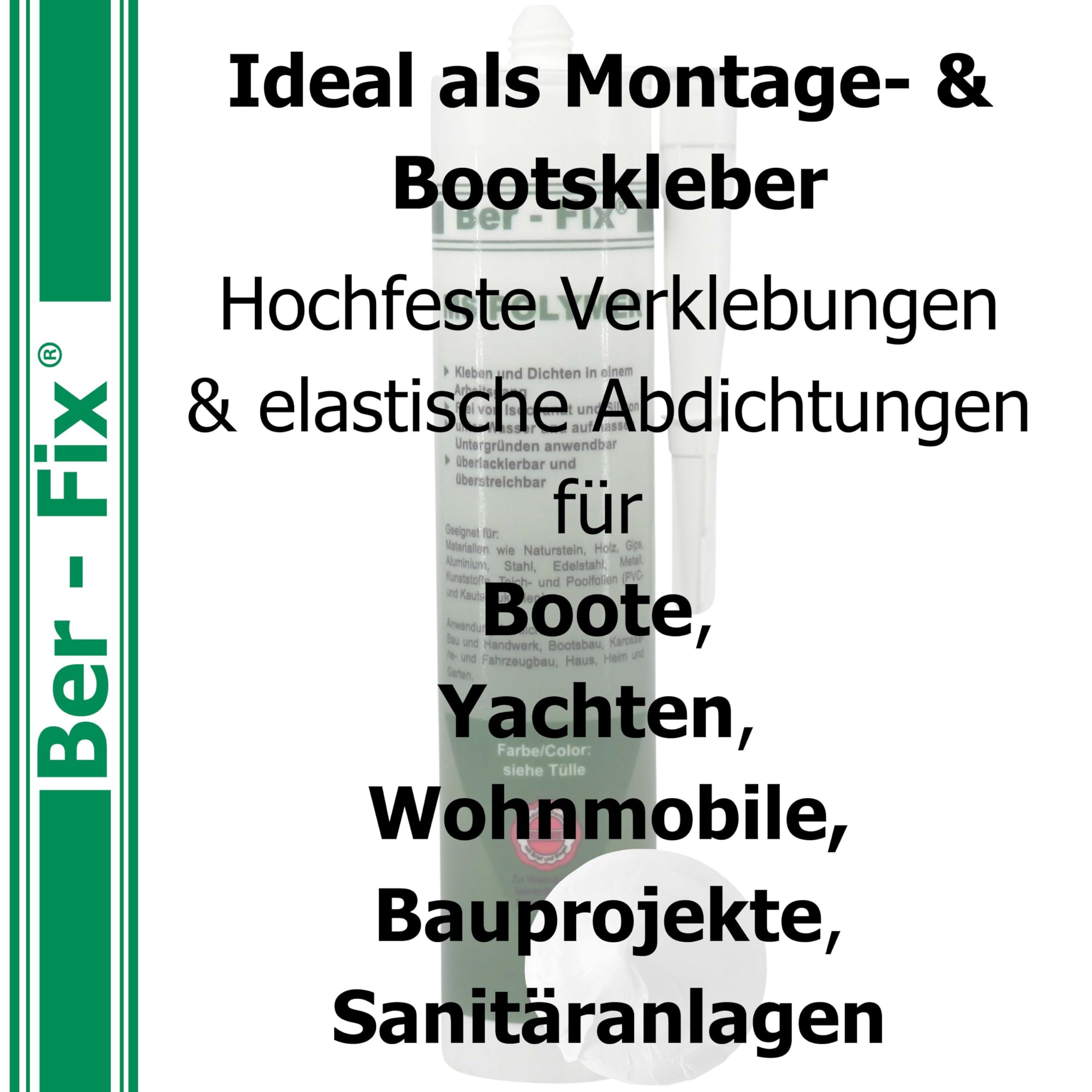 Ber-Fix MS Polymer Weiß Sanitär Fuge 12er Pack | MS Polymerkleber Weiß Sanitär Fuge 12er Pack: elastischer Kleb- und Dichtstoff