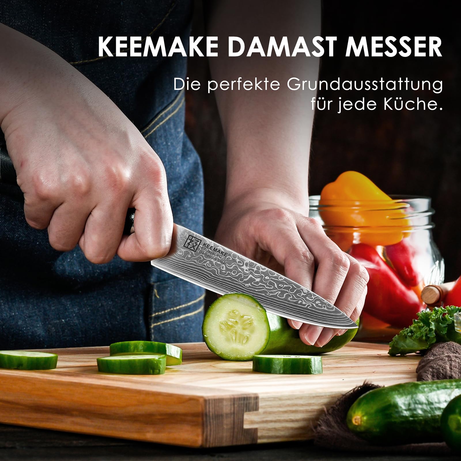 KEEMAKE 13cm Allzweckmesser – Profi Küchenmesser aus 67 Lagen VG-10 Damaststahl, Extrem Scharfes Gemüsemesser & Fleischmesser, ergonomischer G10 Griff. für Haushalt, Gastronomie, Vatertagsgeschenk