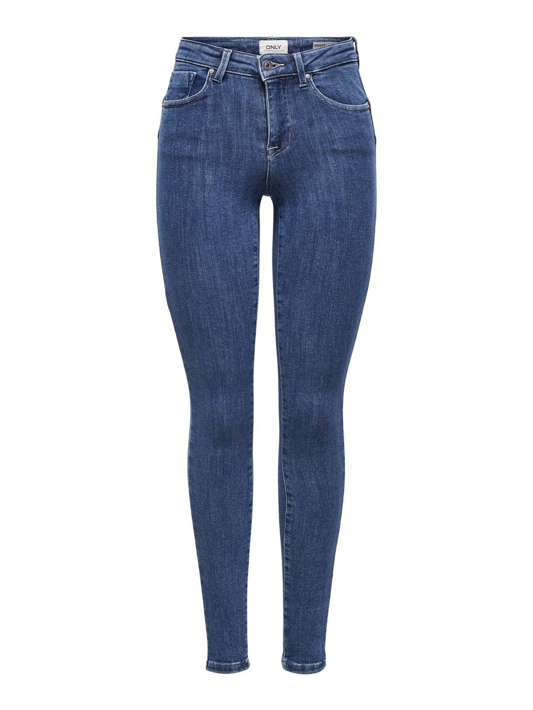 ONLY Damen Onlpower Mid Push Up Sk Rea3223 Noos Jeans, Dark Blue Denim, S EU