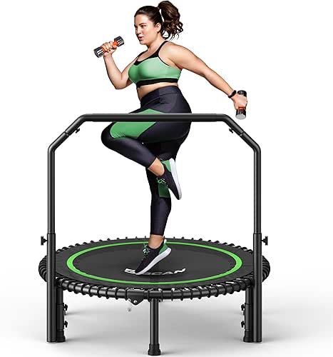BCAN 40"/48" Mini Rebounder Trampoline for Adults with Bar, 450/550LBS