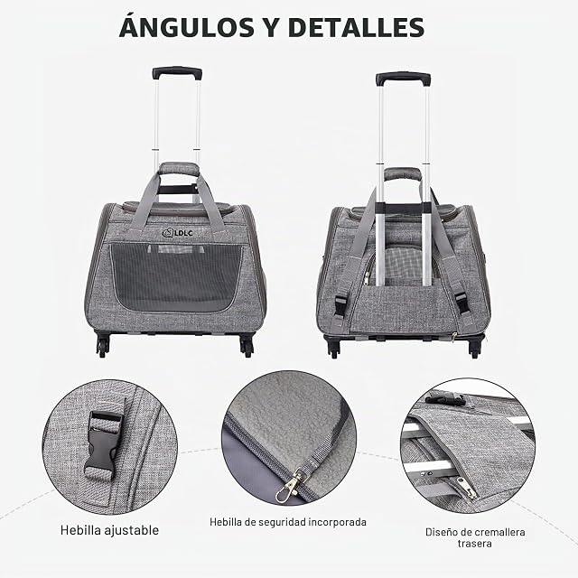 Foto 7 de 8 de PETCUTE Transportín Plegable para Mascotas,Transportín Perro Pequeño con Ruedas