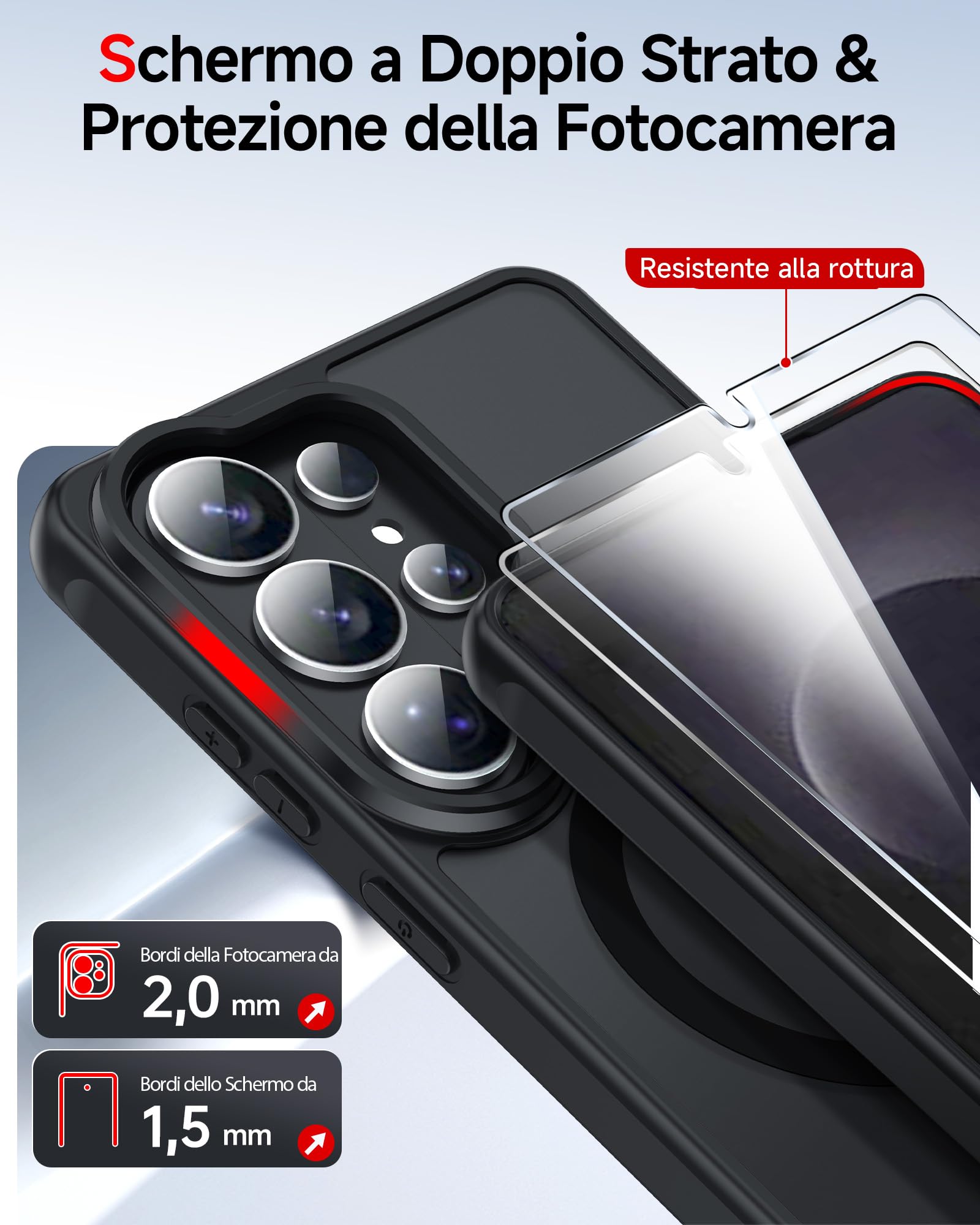 LeYi Cover Magnetica per Samsung S26 Ultra 5G con 2 x Vetro Temperato, Custodia per Samsung S26Ultra Traslucida Opaca Anti-Impronte Resistente ai Graffi Paraurti in TPU Antiurto Protettiva Case, Nero