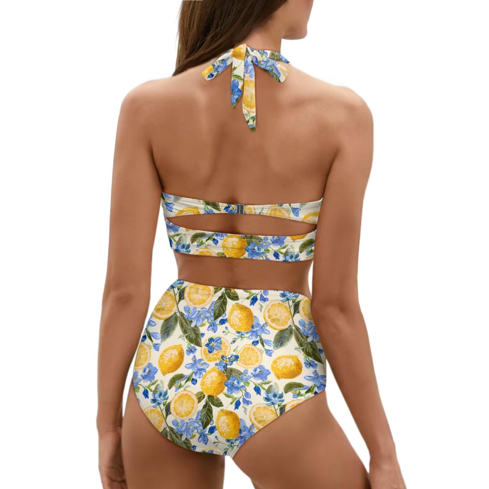 Costume da bagno da donna a vita alta, controllo della pancia, top costume da bagno con slip e copricostume, 3 pezzi