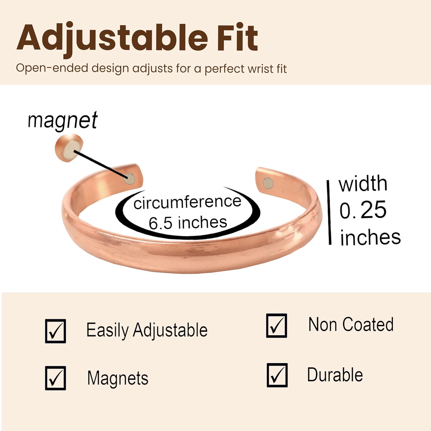 Touchstone Copper bracelet Tibetan style. Hand forged with solid and high gauge pure copper. Elegant minimalistic design. - Image 3