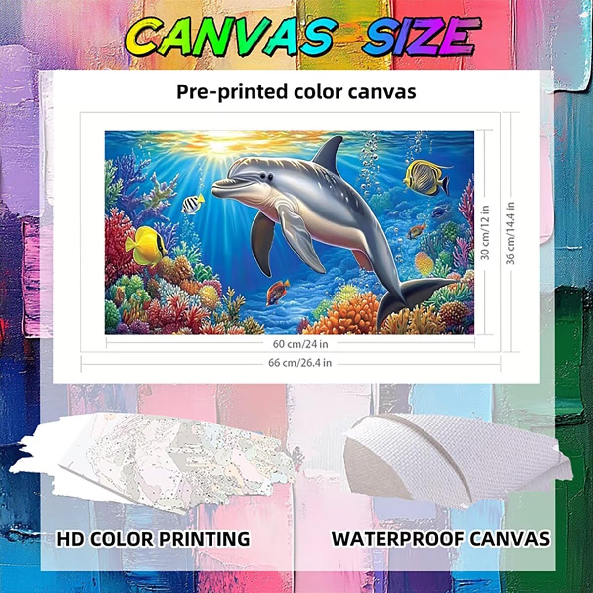 UNIVERTEN Kit De Pintura Por Números Delfines Azul – Lienzo 40x50cm Con Pinturas Acrílicas Y Pinceles, Manualidad Relajante Para Adultos Y Niños