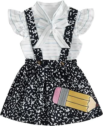 Toddler Girls Back-to-School Dress with Pencil Print