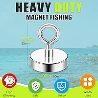 Vista 2 de Imanes de pesca resistentes de 300 libras (136 kg) Imán de neodimio fuerte, imanes resistentes con agujero avellanado para pesca magnética