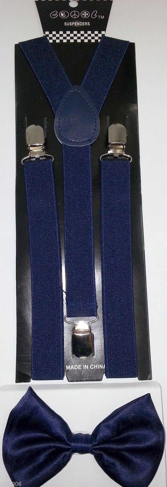 Brand New Awesome Navy Blue Bowtie & Suspender Sets
