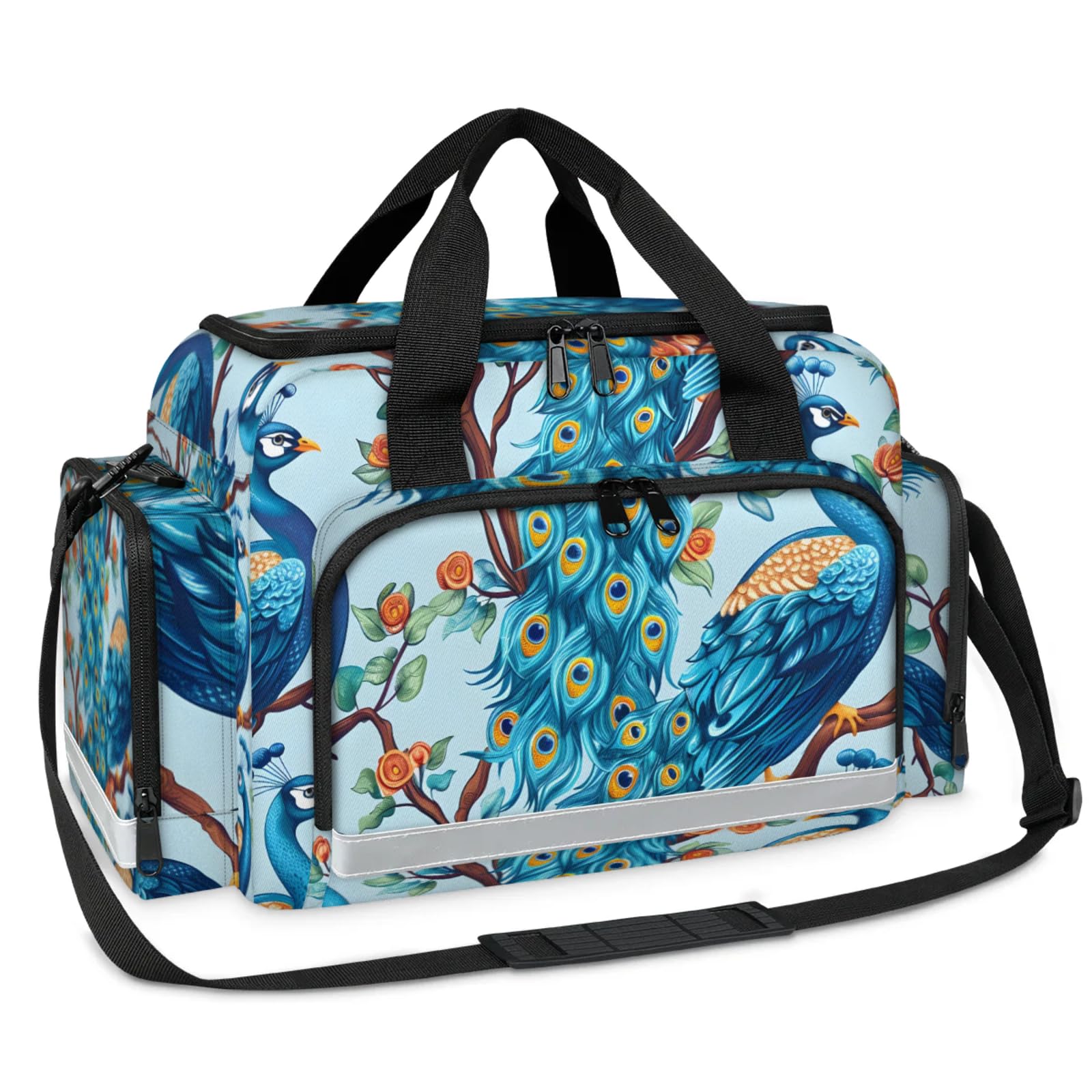 GzLeyigou First Aid Bags Empty, Colorful Peacock Emergency Bag First Aid Kit Multiple Compartment Kit Carrier On Call Trauma Bag For Paramedics Emergency Medical Supplies Kit