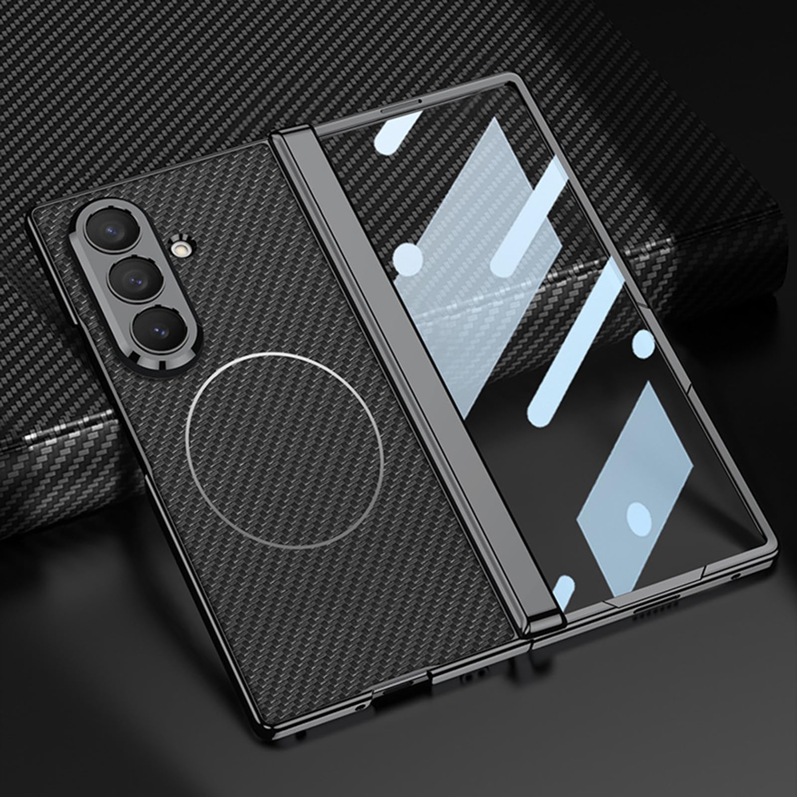 Custodia magnetica per Samsung Galaxy Z Fold 8 Ultra, copertura lente in pelle di lusso