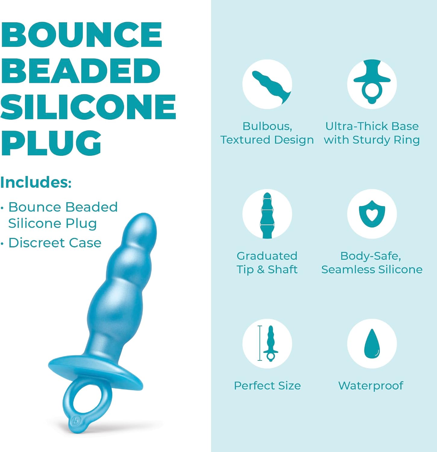 b-Vibe Butties Anal Plug - Prostate Tapered Silicone Butt, Sex Toys (Blue)