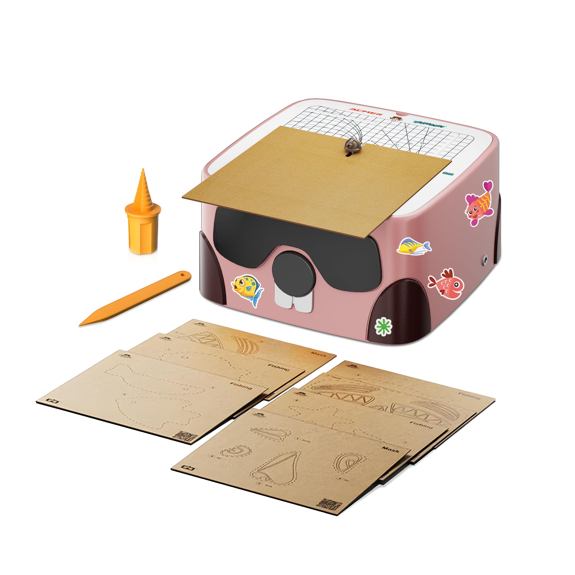 BEAVERBOT Juguete de aprendizaje para niños, cortador de cartón STEM para niños, kits de manualidades de papel, juguetes de simulación, desarrollo educativo, de 3 a 12 años, rosa