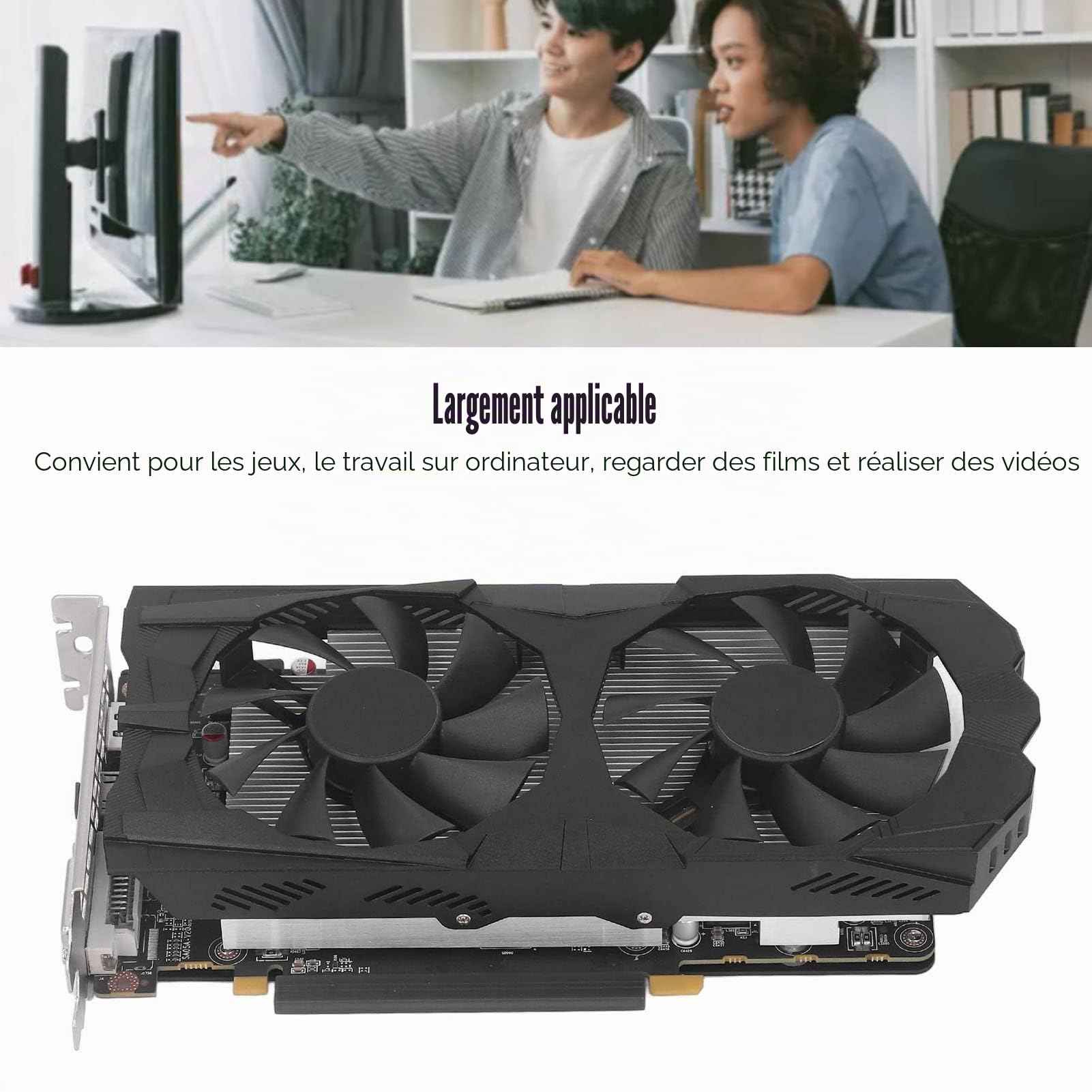 Carte graphique de jeu, 8 Go de stockage, ventilateur de refroidissement, carte vidéo de jeu, interface DVI Displayport, carte vidéo de jeu