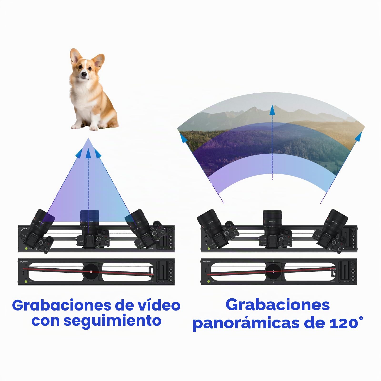 Accsoon - Vídeo de Toprig S60 - Motorized Camera Slider for Video Shooting - MAX. Load up to 2.5 kg Vertical and 4 kg Horizontal - Speed 5 cm/s - MAX Travel Distance: 425 mm