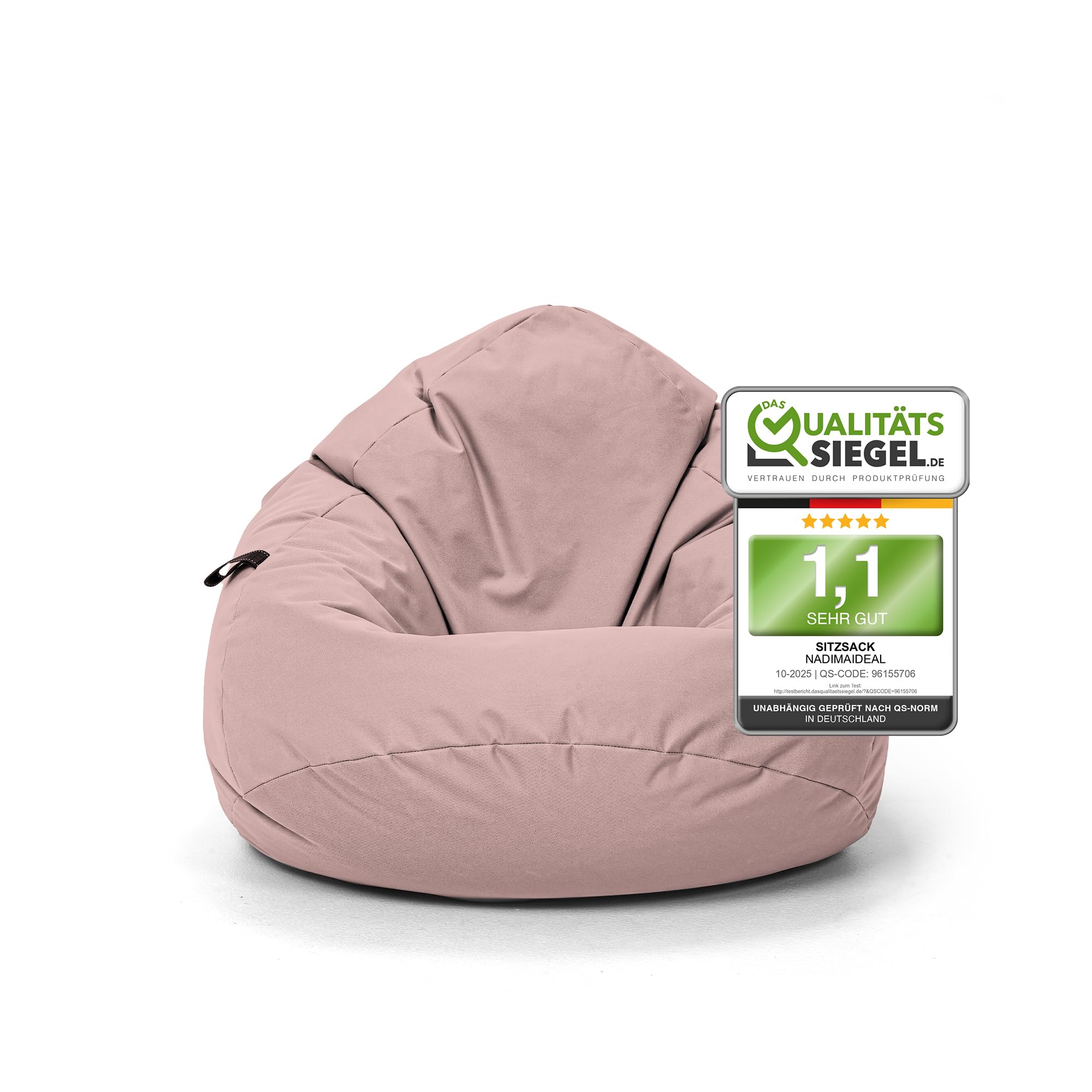 Sitzsack Tropfenform Kastanie | Bodenkissen für Kinder & Erwachsene | Indoor & Outdoor | Gaming Sitzsack - Sitzkissen - Beanbag | Füllung EPS Perlen (Puderrosa, XL-Durchmesser 77 cm)