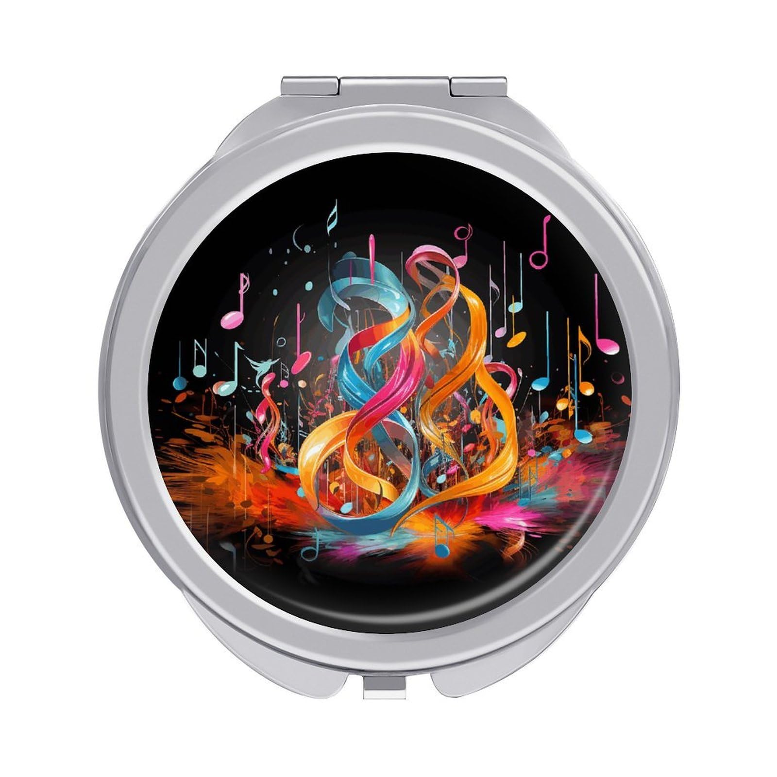JTREHY Colorful Musical Note Makeup Mirror Portable Folding Mirror Compact Travel Mirrors 2-Sided Round Pocket Mirrors Cute Handheld Beauty Mirror for Handbag Purse for Women Gift