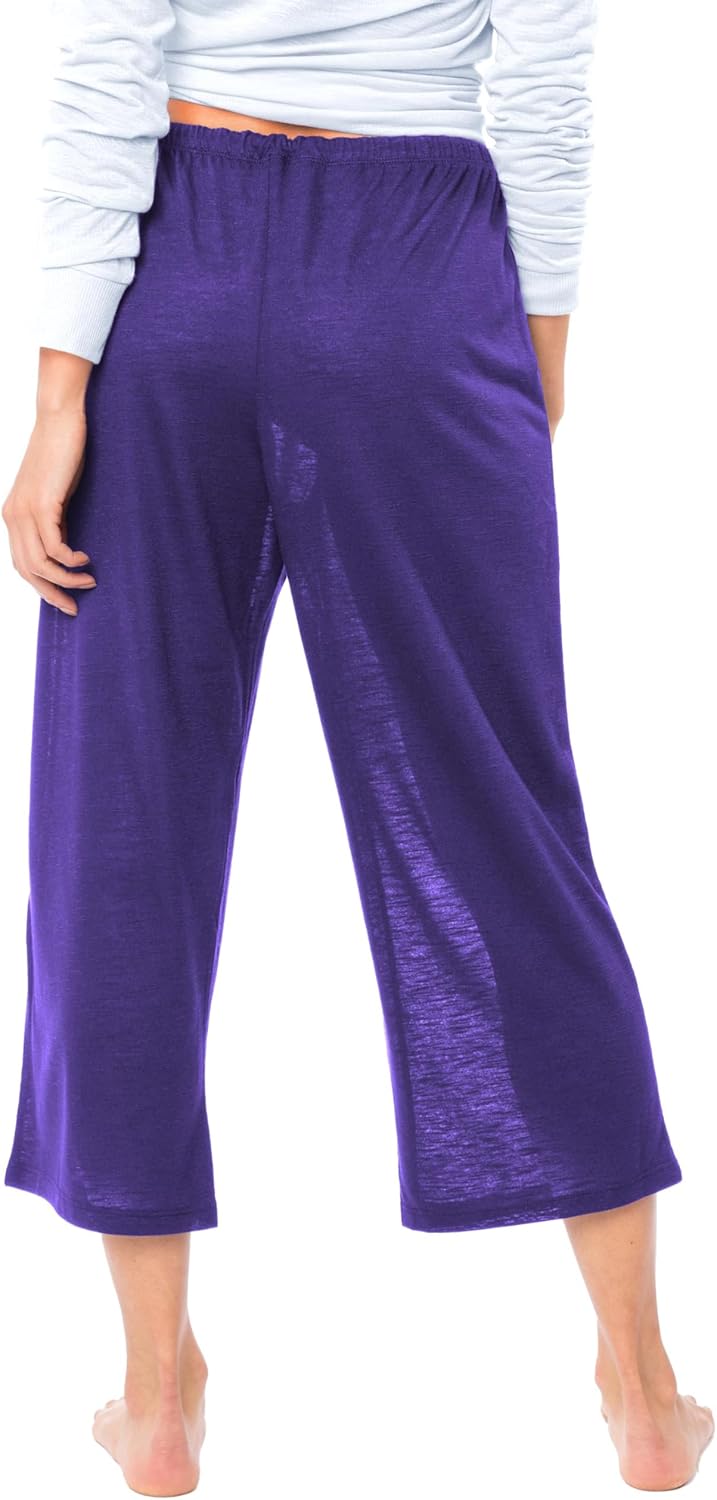 Sexy Basics Women's Capri Length Lounge & Cover Up Spa Pants | Semi Sheer & Flowy Drawstring Bottoms | Multi Packs & Colors