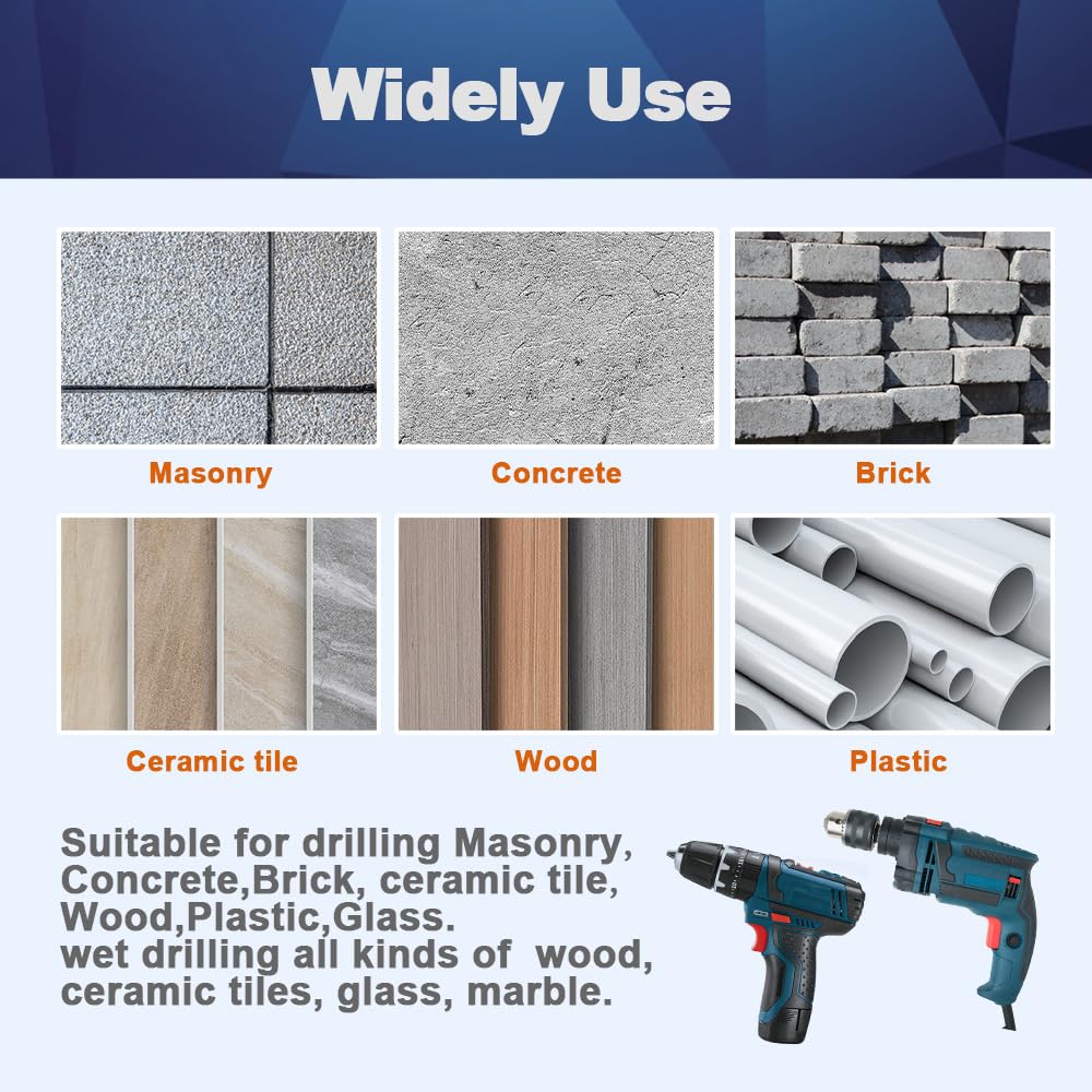 BRSCHNITT Masonry Drill Bit Set - Concrete Drill Bit Set for Glass/Brick/Plastic/Cement/Wood/Tile Hex Shank Drill Bits - Image 3