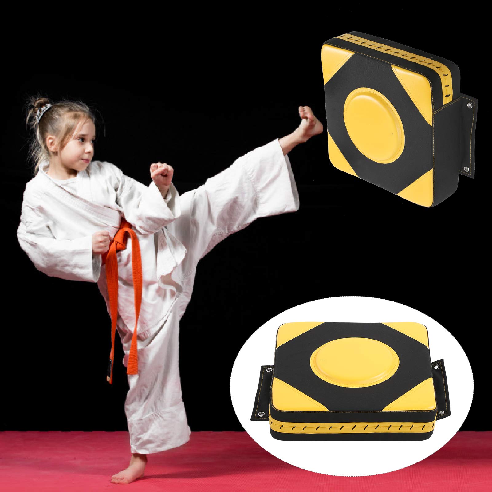 LenTLy Sacco da Boxe da Muro, Pad da Combattimento Bersaglio per Fitness a Casa, Sanda Taekwondo - Realizzato in Pelle PU e Spugna EPE Ad Alta Elasticità (Giallo)