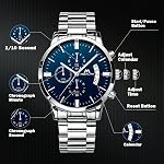 MEGALITH Silver Wrist Watches for Men: Dress Classic Stainless Steel Waterproof Chronograph - Gifts for Husband Dad Boyfriend Birthday & Father's Day