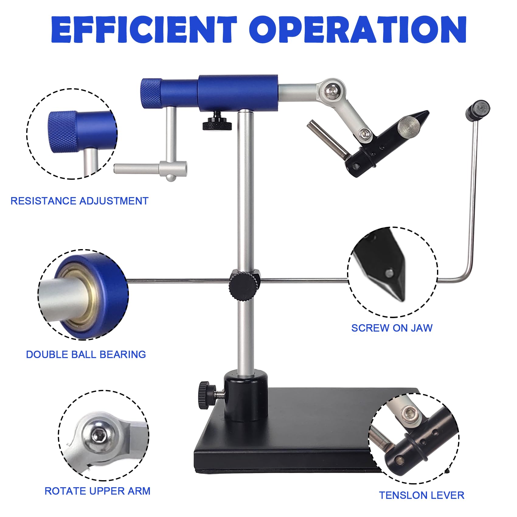 Aventik TrueGrip Fly Tying Vise with 360° Rotary Function - Smooth Ball Bearing System, Adjustable Tension, Durable Hook Jaws (Fits 26 to 4/0)