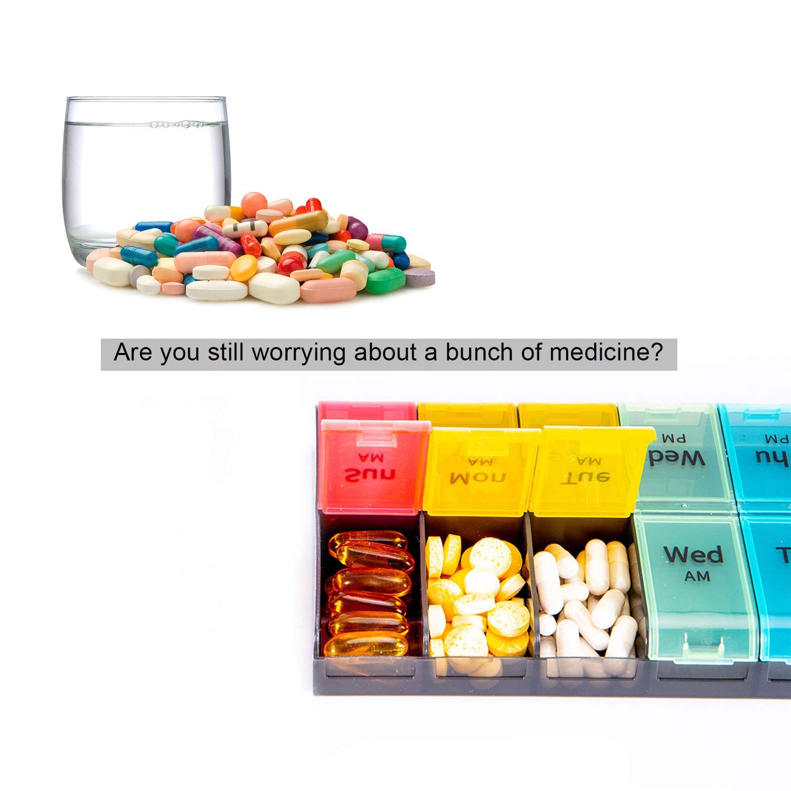 Pastillero Organizador 7 Días Semanal 2 Veces Al Día Dispensador De Pastillas Estuche De Almacenamiento Organizador Semanal De Pastillas Para Medicamentos, Suplementos, Vitaminas Y Aceite D