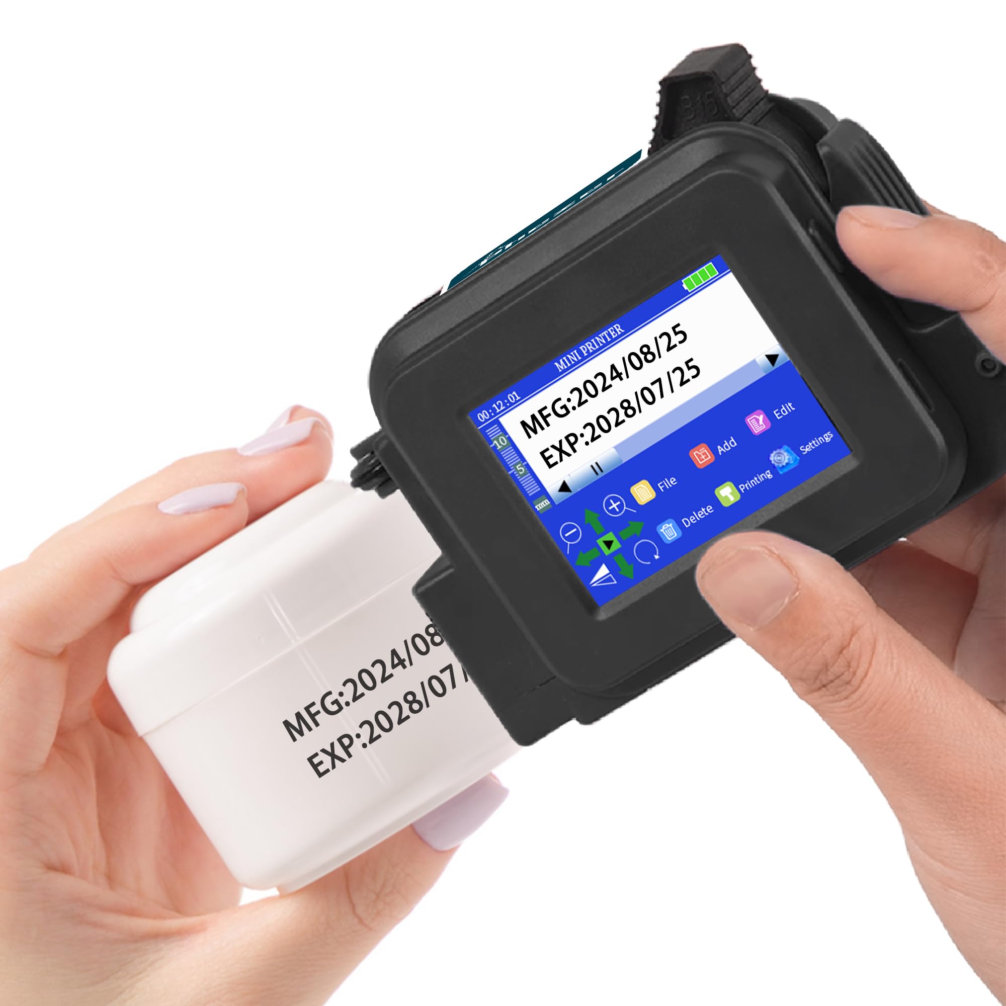 Phezer PC12 Portable Mini Handheld Inkjet Printer 12.7mm/0.5 Inch Height for QRCode Barcode Date Time Logo Number Print On Glass Carton Wood Cloth Plastic on Any Surface, with 25 Languages (PC12)-image-27