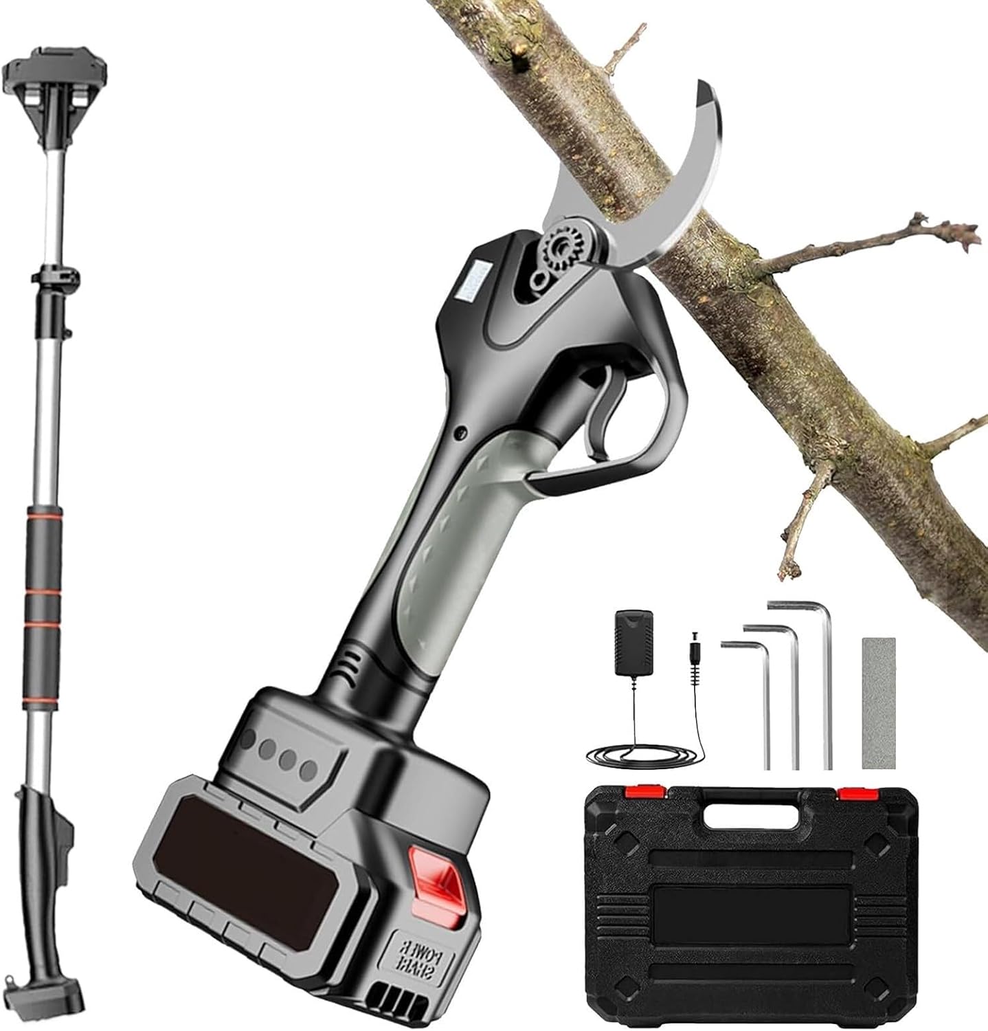 Cordless Heavy-Duty Pruning Shears for Optimal Cutting of Up to 50mm Branches, Ideal for Trees and Orchards, Ergonomic Design for Convenient Use