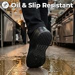 SPIEZ Hommes Chaussures antidérapantes - SRC Chaussures de service alimentaire certifiées résistantes aux glissements, légère glissade respirante au travail Sneakers noir US7.5-12