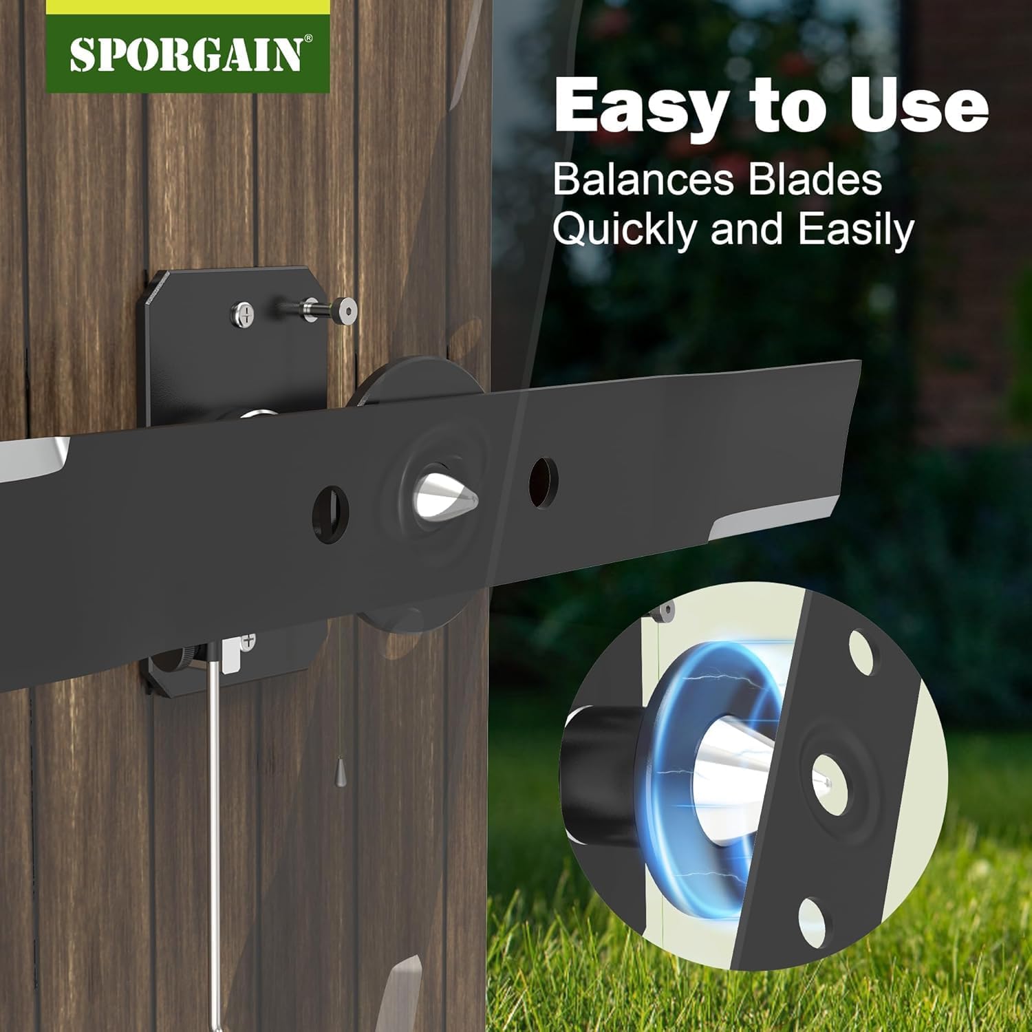 SporGain Lawn Care Essential Choice: Lawn Mower Blade Balancer and Blade Removal Tool Set Blue image 3