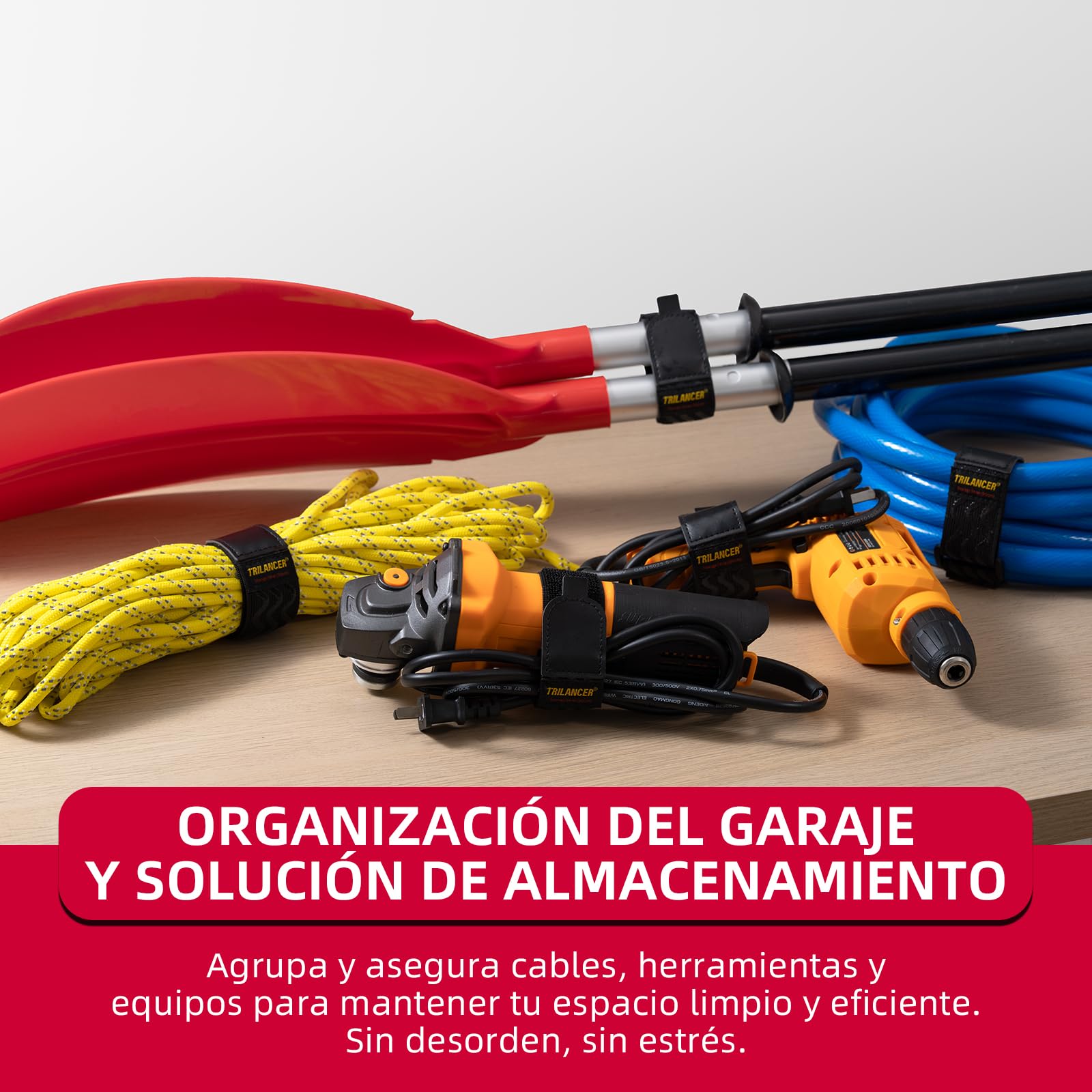 Trilancer Correas de Cincha Elástica con Tiras Antideslizantes,30 cm x 3.8cm (Pack de 8) Correas con Hebilla Multiusos con Lengüeta de Tirado Fácil para Cables,Cuerdas,Mangueras, Bicicletas,Pantalones