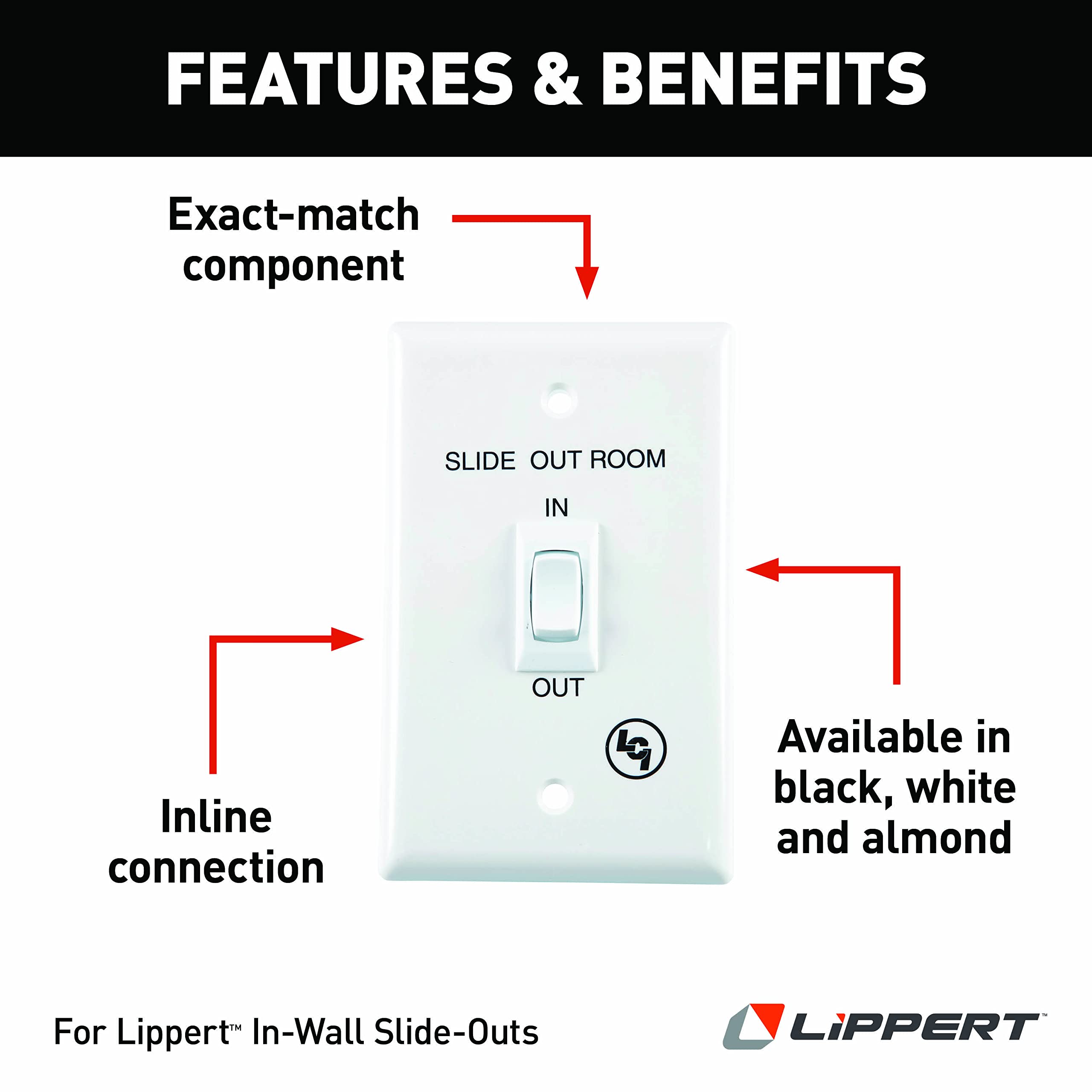 Lippert 120639 hidráulico Interior Interruptor, Color Blanco