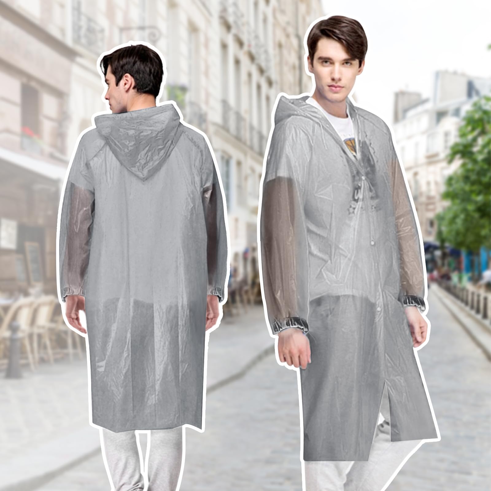AOKITO Chubasquero para Mujeres y Hombres - Poncho Impermeable Reutilizable, Poncho de Lluvia de Material EVA Transpirable para Senderismo, Ciclismo, Camping y Viajes