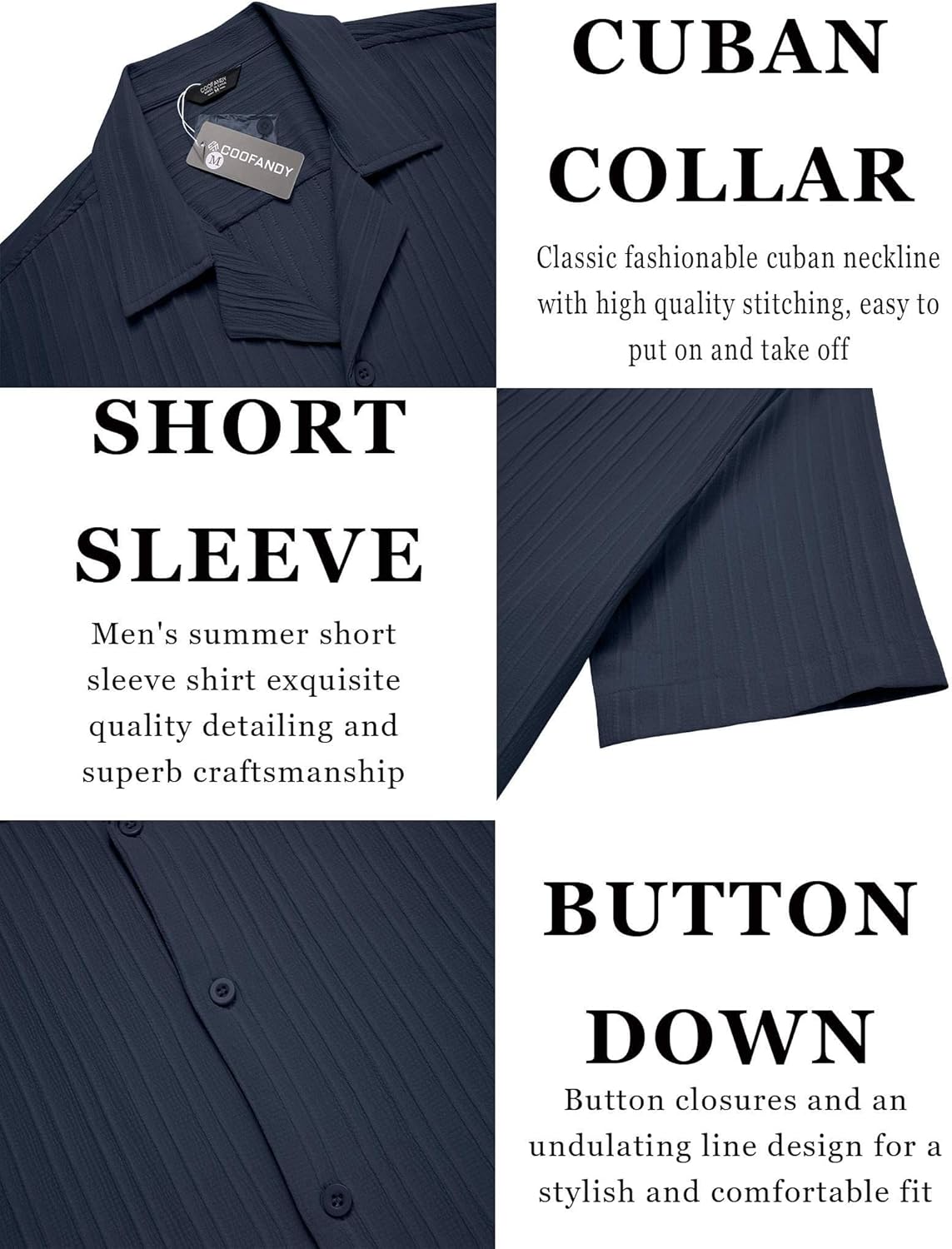 COOFANDY Men's Casual Shirts Short Sleeve Button Down Shirts Fashion Textured Summer Beach Shirt - Image 5