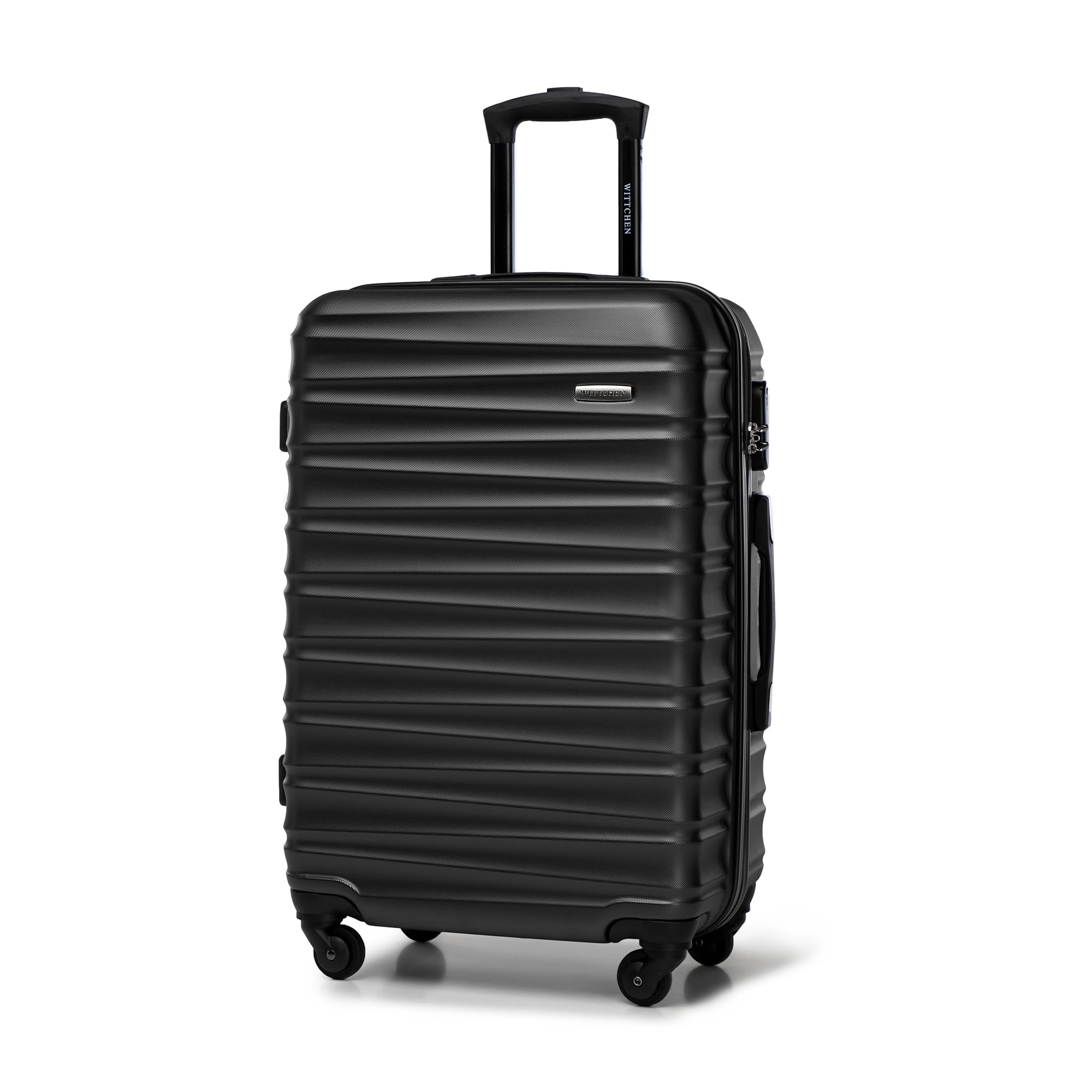 WITTCHEN Maleta Grande Trolley ABS rígido para facturación con 4 Ruedas giratorias Cerradura de combinación asa telescópica Groove Line Negro Ryanair/Vueling/Iberia/easyJet/Iberia Express — view 39