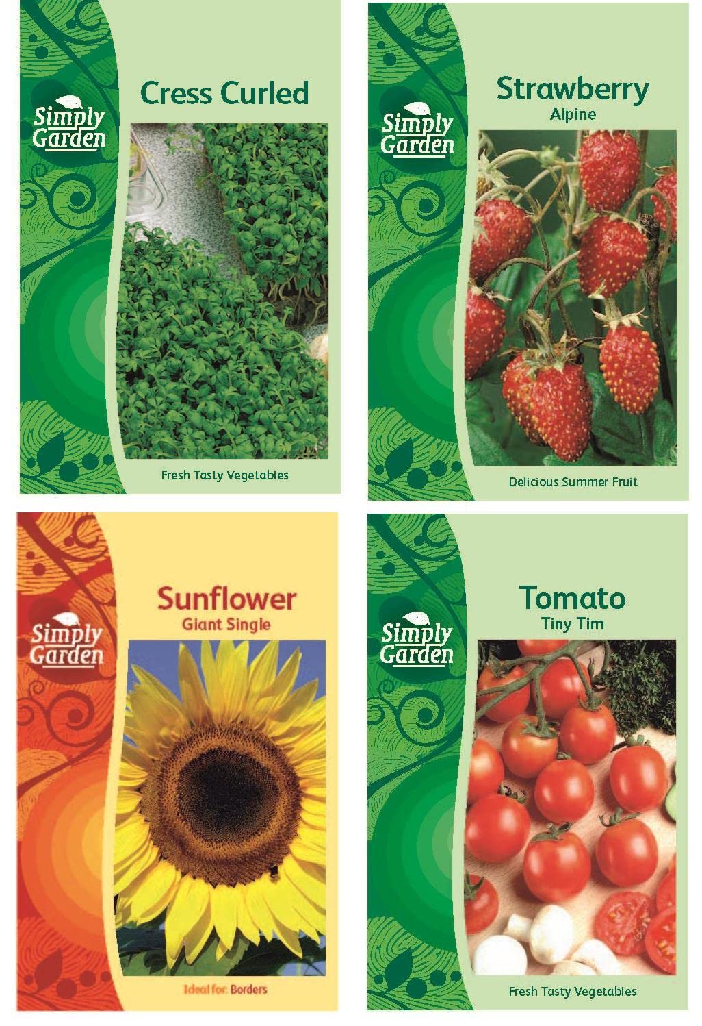 Ideal for Kids Seed Growing Pack Sunflower Cress Strawberry Tiny Tomato Grow Your Own Flowers and Vegetables