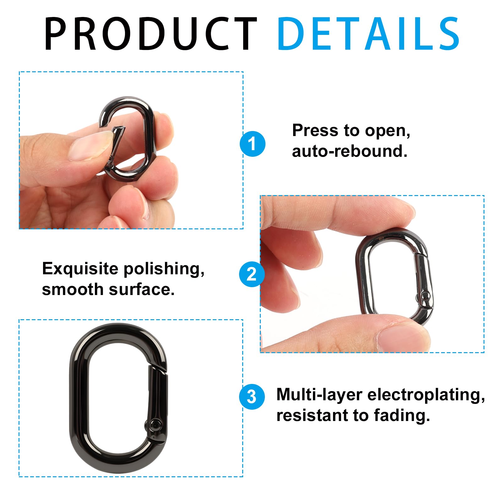 10 PCS Mosquetón,Mosquetones De Aleación De Aluminio Mini Mosquetón Escalada Negro Mosqueton Pequeño para Llavero Ganchos Mochilas Accesorios,De Coche Gancho Y Monedero