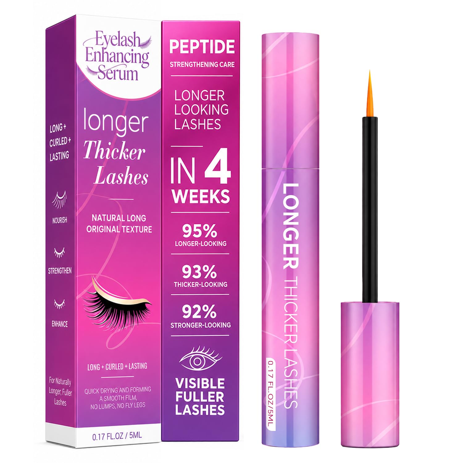 Lash Serum for Eyelash Growth - Nourish, Strengthen & Thicken Eyelashes Pink
