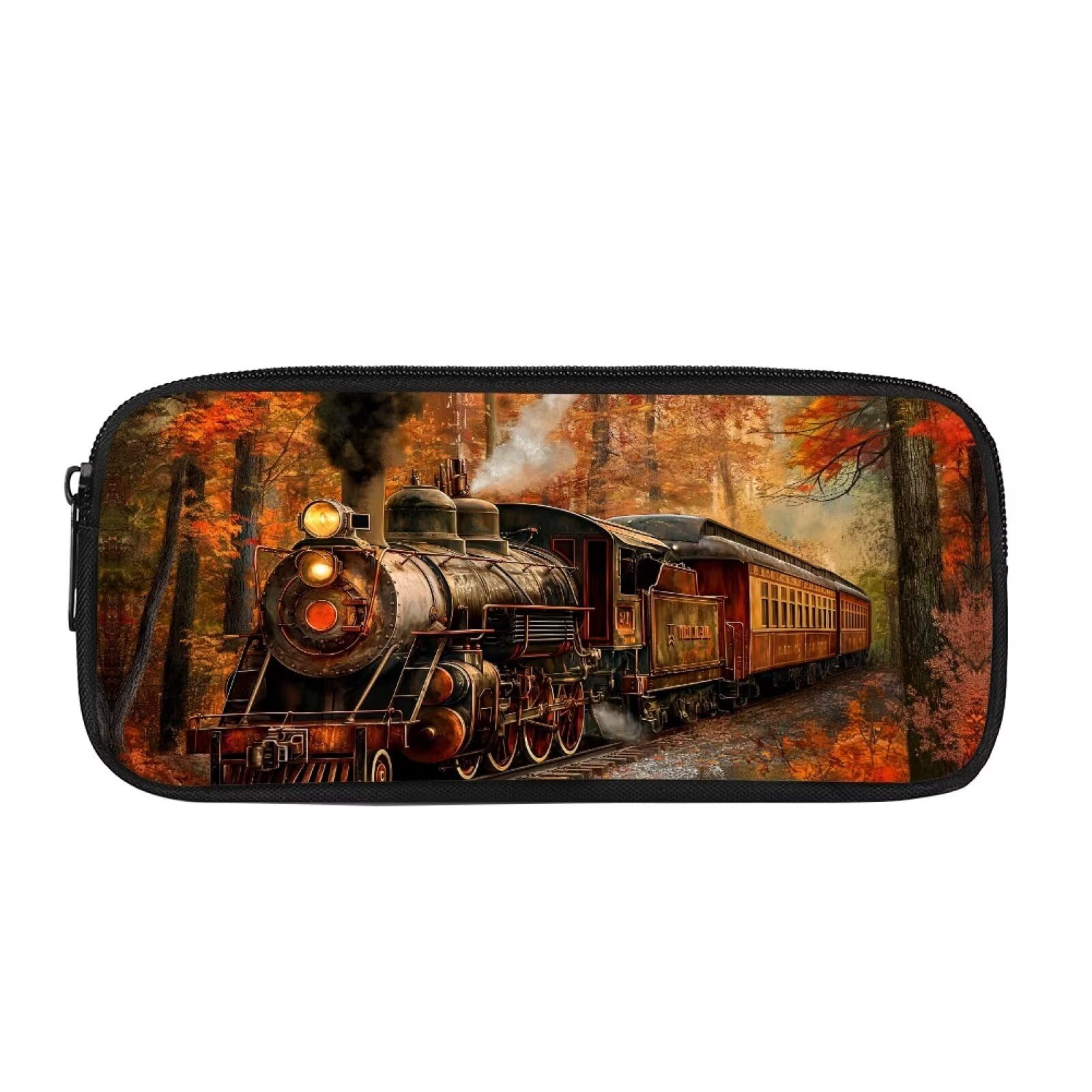 Showudesigns Steam Train Pencil Case for Boys Kids Age 5-8 9-10 Pen Bag Holder Lightweight Zipper Pencil Pouch Pen Box for Student School Office Stationery Organizer โ image 1