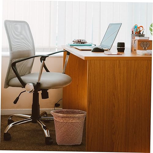 Miniatura 4 de Gadpiparty Cesta de basura de mimbre tejida con pajilla, cesta de basura redonda de ratán, cesta de almacenamiento para artículos diversos,