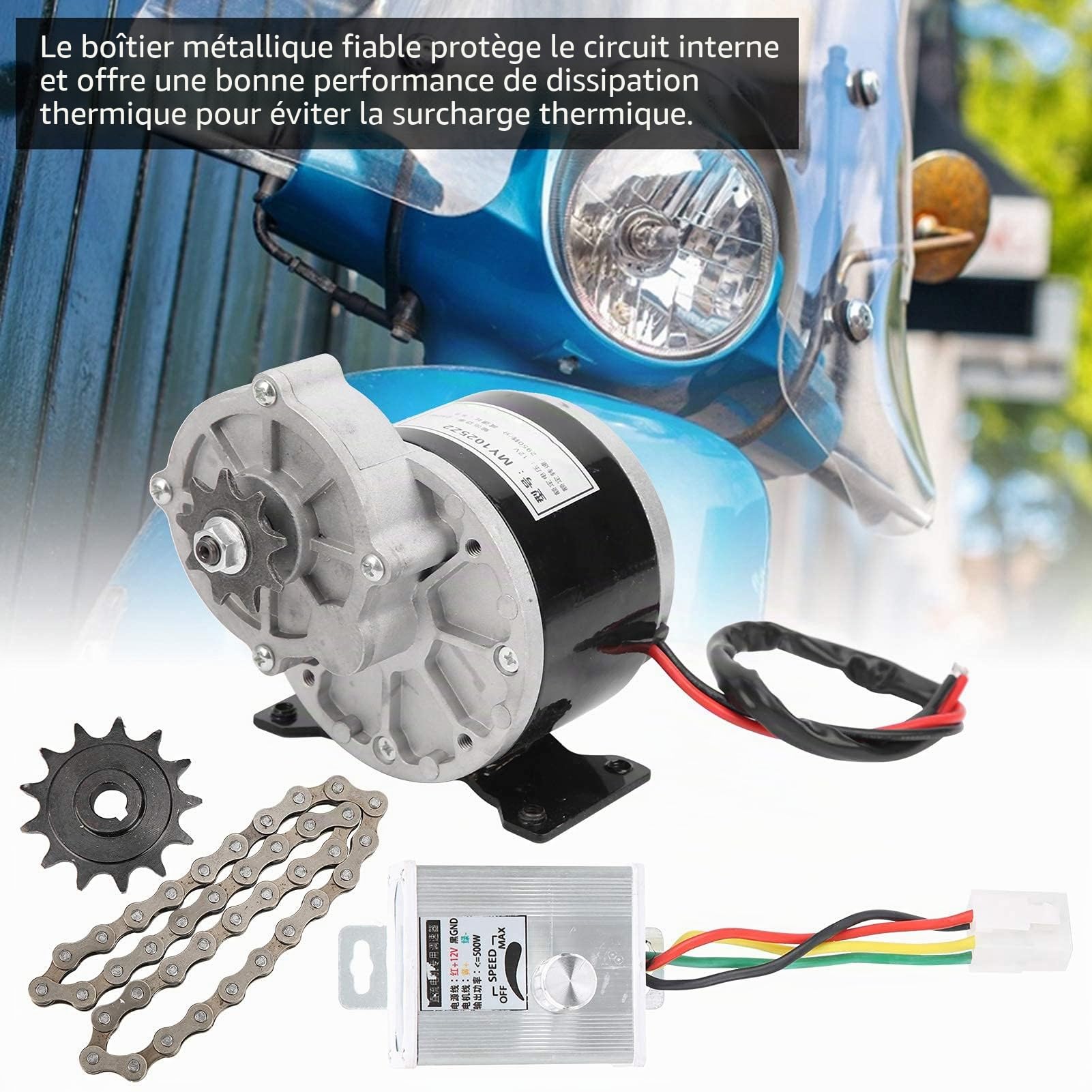VGEBY Moteur électrique, Moteur électrique de Vitesse de Roue de chaîne de contrôleur de Vitesse de Moteur électrique de CC 12V 250W