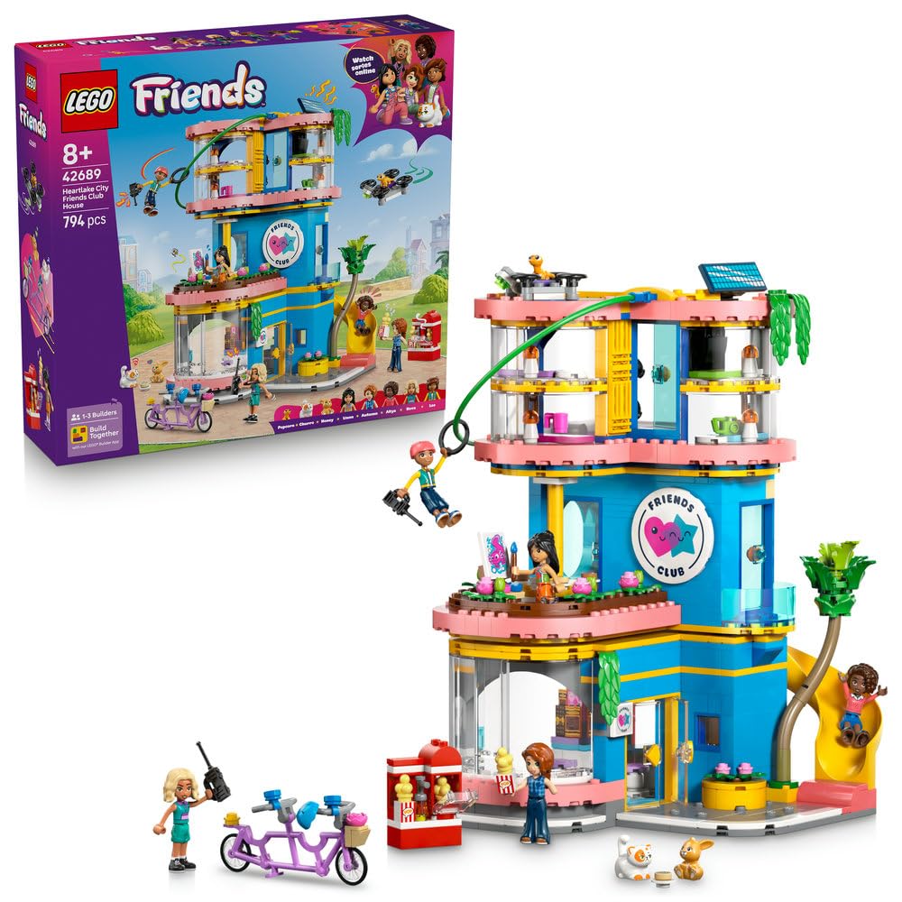 LEGO Friends Domek klubu przyjaciół z Heartlake 42689 | Miejsce spotkań, zestaw z minilaleczkami, prezent dla dziewczynki i chłopca 8+, 794 elementy