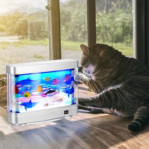 Miniatura 5 de Baquler 2 piezas de acuario artificial con peces en movimiento, lámpara de pecera falsa decorativa tropical, lámpara de acuario de peces falsos en