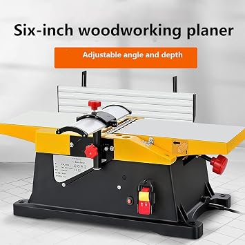 1800W Multifunctional Jointers Woodworking 6 Inch Benchtop Jointer 12000 RPM/min Jointer Planer Heavy Duty Benchtop Planer Adjustable 0-3MM Cutting Depth for Wood Cutting