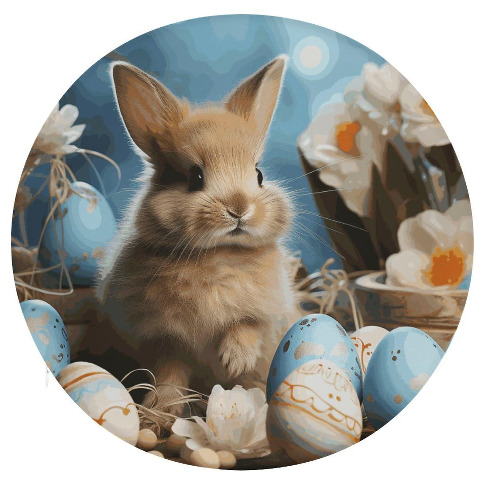 FekiLoot Cute Easter Eggs Rabbit Seat Cushion Comfort Memory Foam Seat Cushion Chair Pad Soft Round Stool Cushion Chair Cushion Removable Washable Cover for Home Office Outdoor Bistro 15.35 Inch