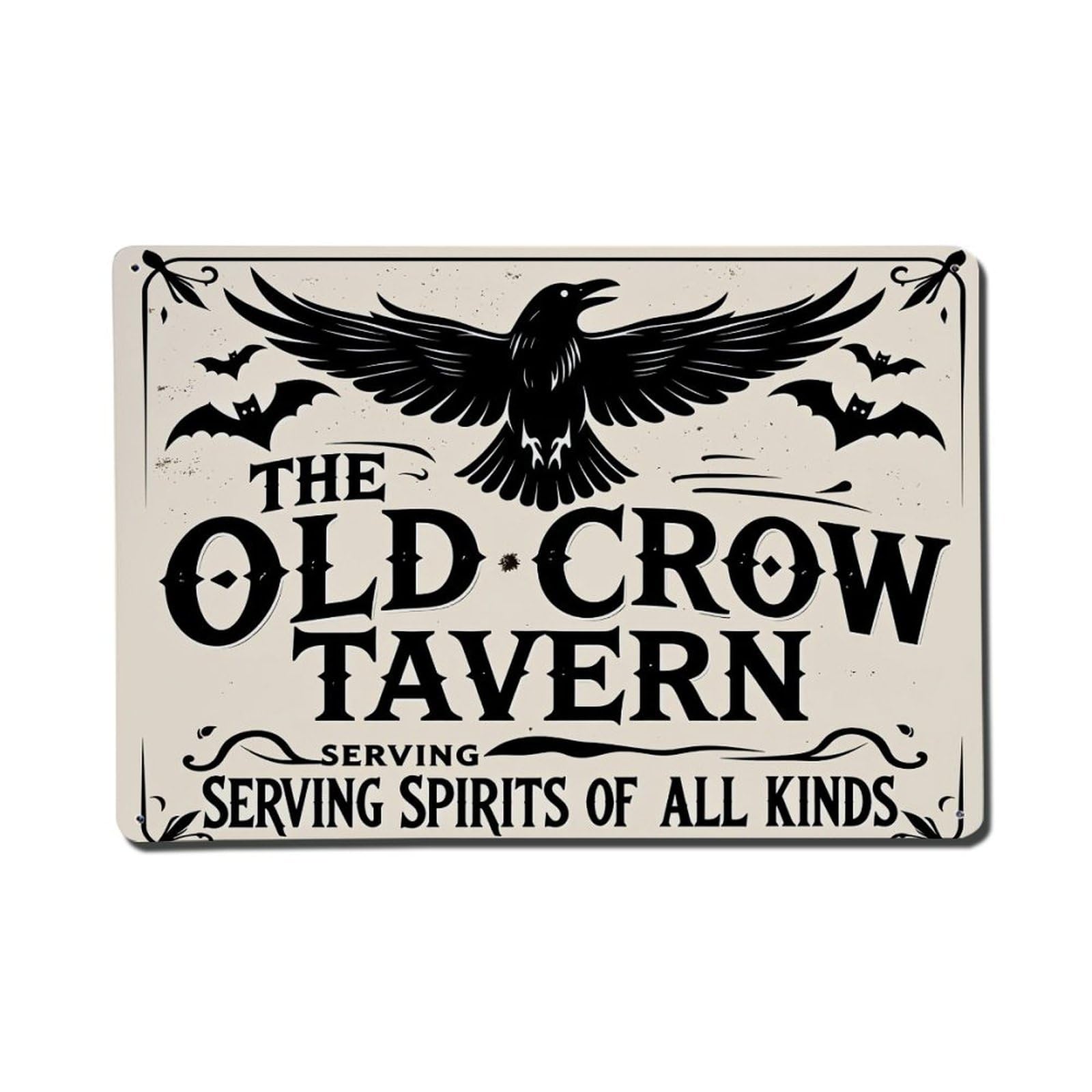 Enderetf Vintage Crow Bat Wings Sign Tin Sign Metal Poster, Home Bar Garage Man Cave Cafe Indoor & Outdoor Wall Decoration 8X12inches