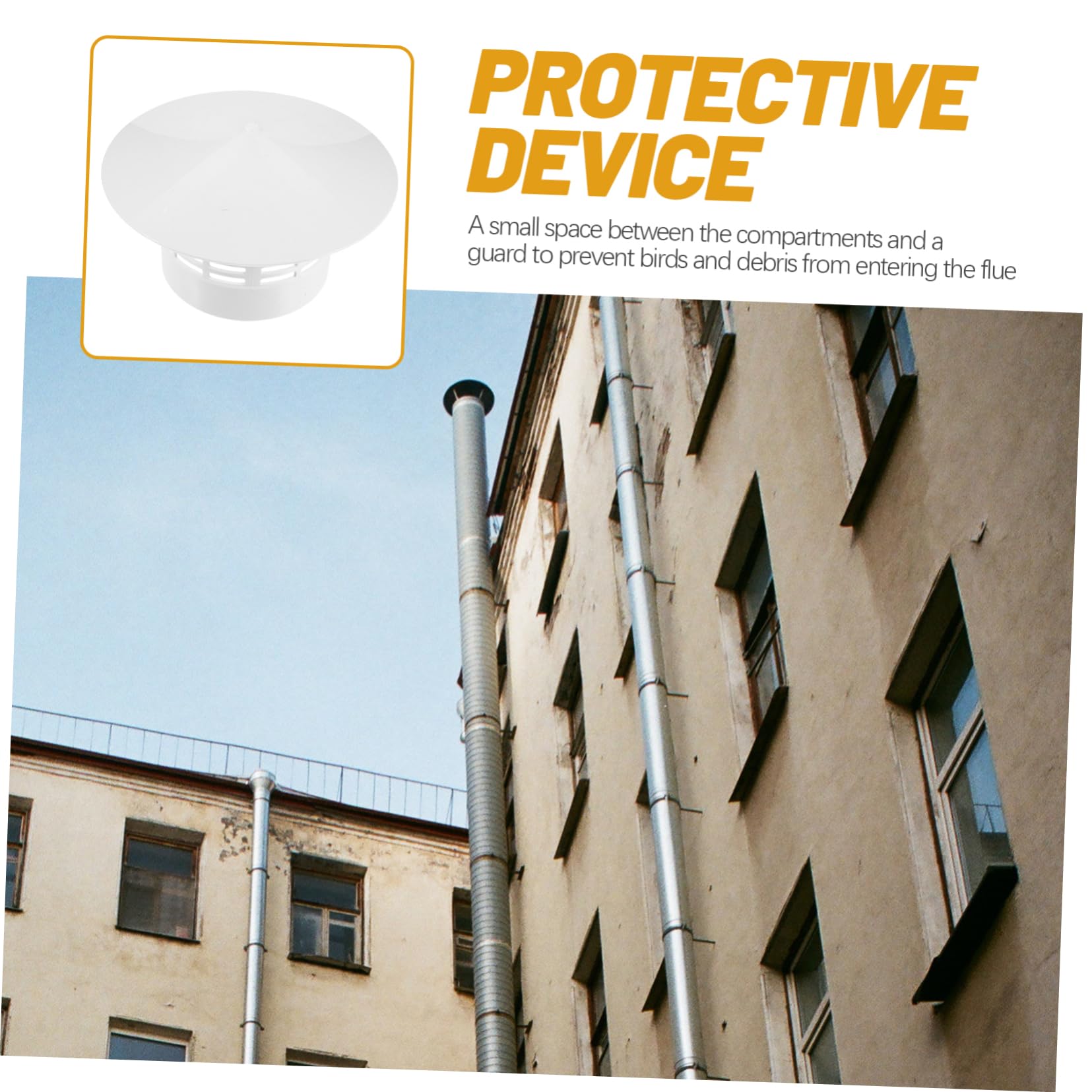 Cappello Terminale Antivento per Sfiato del Tetto, Copertura Antipioggia in PVC Bianco, Forma a Fungo, Resistente al Freddo